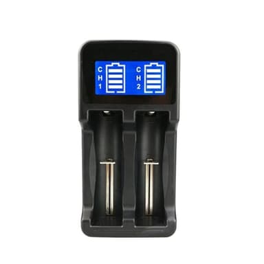 LCD-näytöllä varustettu akkulaturi 18650 / AA / AAA / 17670 mm akulle