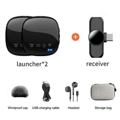 2 langatonta mikrofonia vastaanottimella USB-C