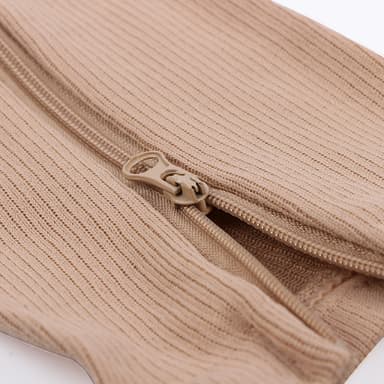 Kompressiosukat vetoketjulla ja avoimella kärjellä nylon/spandex beigeä kokoa S/M 1 pari