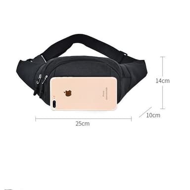 Vyötärölaukku /bum bag, jossa on useita käytännöllisiä lokeroita&lt