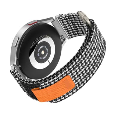 20 mm Canvas-kellohihna Samsung Galaxy Watch Active 1/2:lle, Galaxy Watch 4:lle Musta + Valkoinen