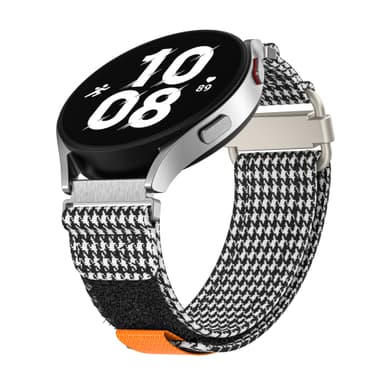 20 mm Canvas-kellohihna Samsung Galaxy Watch Active 1/2:lle, Galaxy Watch 4:lle Musta + Valkoinen