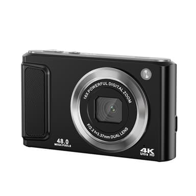 4K HD -digitaalikamera etu- ja takakameralla ja vakauksella Musta