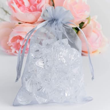 Pienet lahjakassit kiristysnyörillä Organza 25-pakkaus 7x9 cm Harmaa