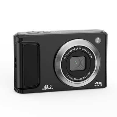 4K HD -digitaalikamera etu- ja takakameralla ja vakauksella Musta