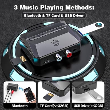NÖRDIC Bluetooth Vastaanotin 5.3 RCA 3.5mm AUX NFC MicroSD Kortti USB Muisti
