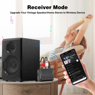 NÖRDIC Bluetooth Vastaanotin 5.3 RCA 3.5mm AUX NFC MicroSD Kortti USB Muisti
