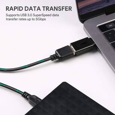 Super nopea adapteri USB C-tyypistä USB:hin 3.0 musta