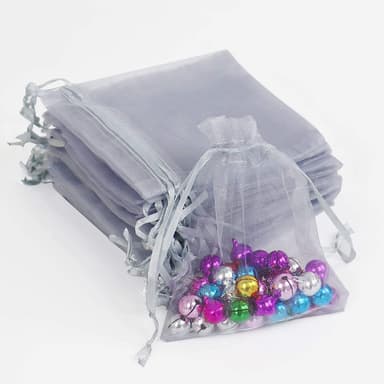 Pienet lahjakassit kiristysnyörillä Organza 25-pakkaus 7x9 cm Harmaa