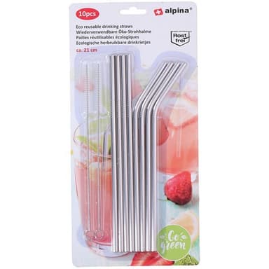 Ruostumattomasta teräksestä valmistetut / metalliset pillit 8-pack - uudelleenkäytettävät ja ympäristöystävälliset