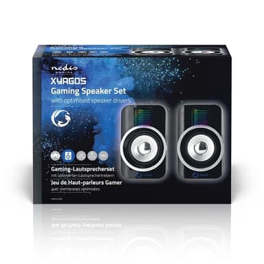 Nedis Pelikaiutin | Kaiutinkanavat: 2.0 | USB Virta | 3.5 mm uros | 30 W | RGB | Äänenvoimakkuuden Säätö