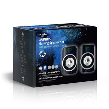 Nedis Pelikaiutin | Kaiutinkanavat: 2.0 | USB Virta | 3.5 mm uros | 30 W | RGB | Äänenvoimakkuuden Säätö