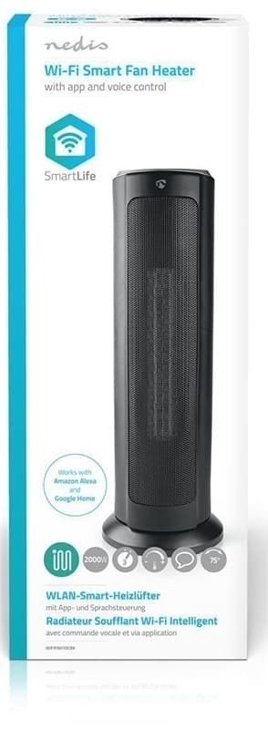 Nedis SmartLife keraaminen PTC-tuuletinlämmitin | Wi-Fi | 2000 W | 3 Lämpöasetusta | Oskillaatio | Näyttö | 15 - 35 °C | Android™ / IOS | Musta