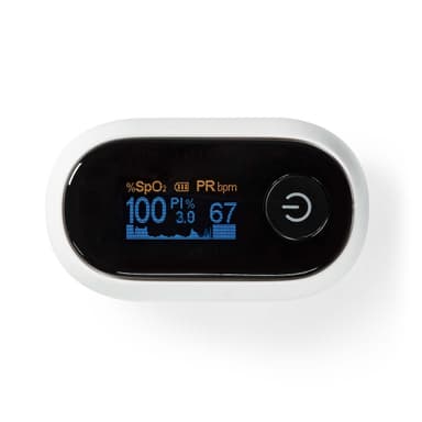 Nedis SmartLife Pulssioksimetri | Bluetooth® | OLED-näyttö | Auditiivinen hälytys / Happikyllästeisyys (SpO2) / Korkean tarkkuuden anturi / Liikkumisen estävät häiriöt / Perfuusioindeksi / Pulssi | Valkoinen