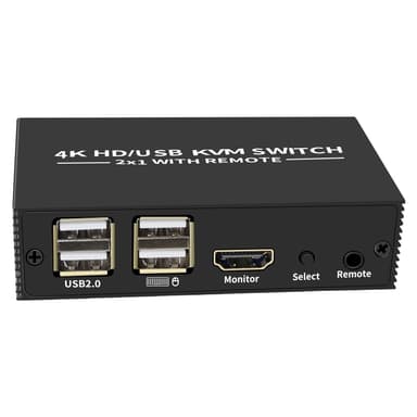 NÖRDIC KVM Switch 2-1 HDMI 2.0 ja 4xUSB Xboxille, PS5:lle, kannettavalle tietokoneelle