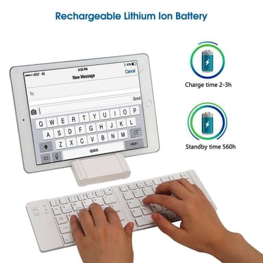 NÖRDIC Taitettava Bluetooth-näppäimistö 66 näppäintä US Layout Valkoinen
