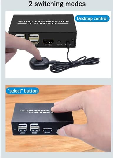NÖRDIC KVM Switch 2-1 HDMI 2.0 ja 4xUSB Xboxille, PS5:lle, kannettavalle tietokoneelle