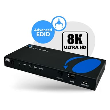 NÖRDIC 8K HDMI 2.1 -kytkin ja Extractor 2–1 8K60Hz 4K120Hz CEC HDR Dolby Atmos, True HD, Digital Plus, DTS-HD Master