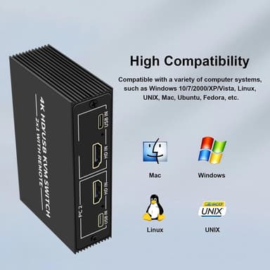 NÖRDIC KVM Switch 2-1 HDMI 2.0 ja 4xUSB Xboxille, PS5:lle, kannettavalle tietokoneelle