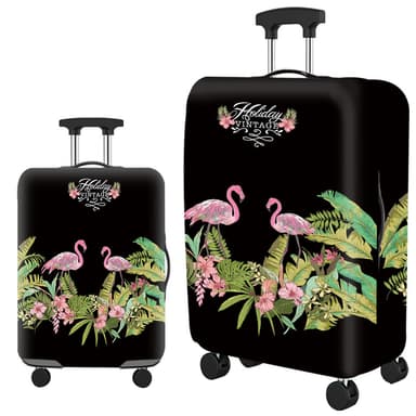 Suojalaukun päällinen, paksu elastinen matkalaukku L Jungle flamingo kuvio