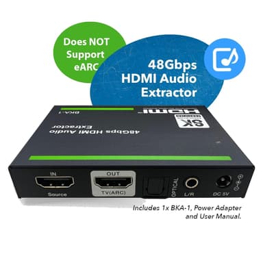 NÖRDIC 8K HDMI 2.1 ARC Extractor - SPDIF + 3,5 mm ulosotto, HDMI CEC Dolby Digital/DTS, Atmos, Dolby Vision, HDR10+