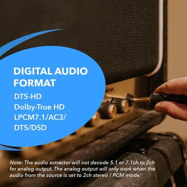NÖRDIC 8K HDMI 2.1 eARC/ARC -kytkin ja Extractor 4-1 optinen SPDIF & Stereo CEC HDR Dolby Atmos, True HD, Digital Plus, DTS-HD Master
