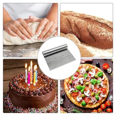 Taikinakaavin ruostumattomasta teräksestä valmistettu leivonnaispizzaleikkuri mittausasteikolla