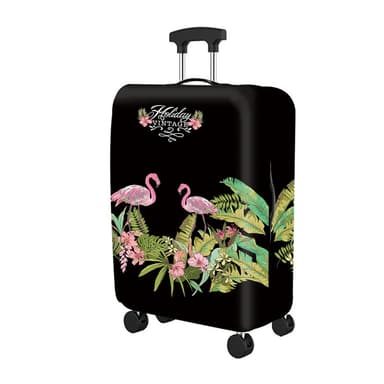 Suojalaukun päällinen, paksu elastinen matkalaukku L Jungle flamingo kuvio