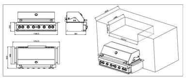 Myoutdoorkitchen - Built-in - Upotettava kaasugrilli, 6 poltinta