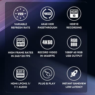 Ezcap GameDock Extreme -kaappauskortti 4K60Hz HDR10 VRR RGB8:8:8 7.1 Surround