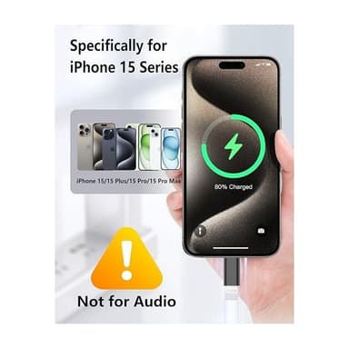 Lightning (naaras) - USB-C (uros) -sovitin, yhteensopiva iPhone 15:n kanssa Musta