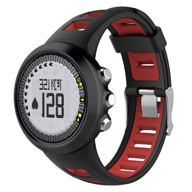 Silikoninen kellohihna Suunto Quest/M1/M2/M4/M5:lle Musta + punainen
