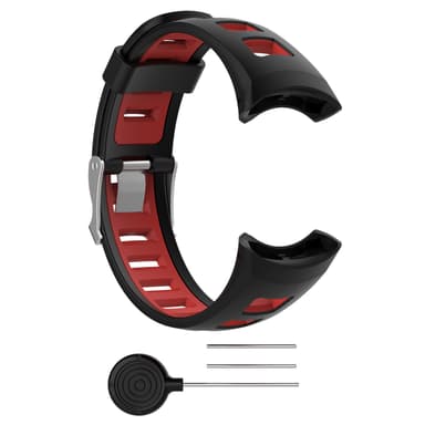 Silikoninen kellohihna Suunto Quest/M1/M2/M4/M5:lle Musta + punainen