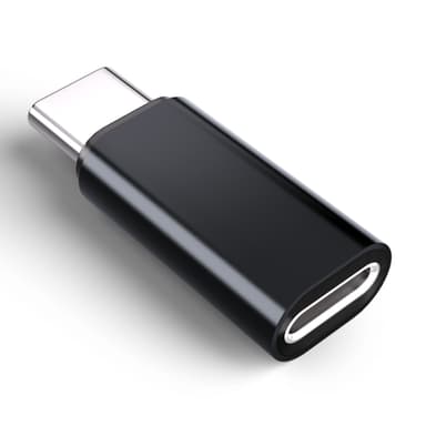Lightning (naaras) - USB-C (uros) -sovitin, yhteensopiva iPhone 15:n kanssa Musta