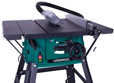 VONROC Sägetisch – 1500 W – Inkl. 210 mm, 40T Sägeblatt – mit Untergestell