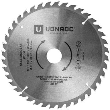 Sägeblatt für Kapp- und Tischsägen - 216 mm - 40 Zähne – für Holz – Universal