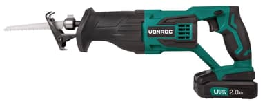 Akku-Säbelsäge VPower 20V – Komplettset mit 2.0Ah Akku, Schnellladegerät, Sägeblättern und Aufbewahrungstasche