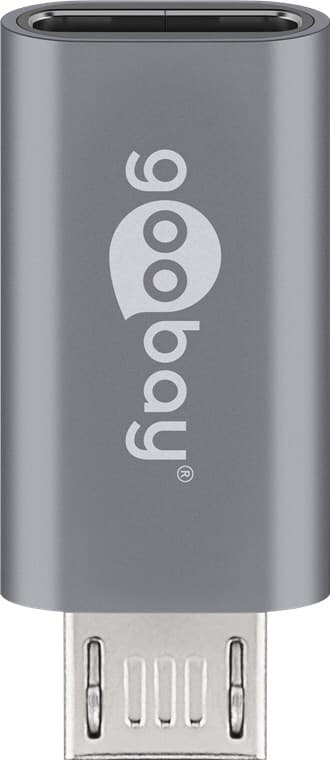 Micro-USB/USB-C™ OTG Hi-Speed -sovitin latauskaapeleiden kytkemiseen