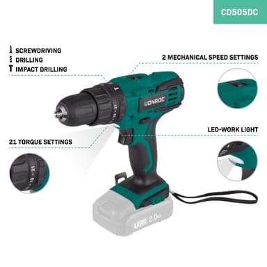 Cordless impact drill 20V | Excl. battery and charger