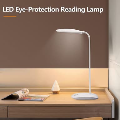 Ladattava LED-pöytävalaisin himmentimellä ja taivutettavalla jalalla, valkoinen
