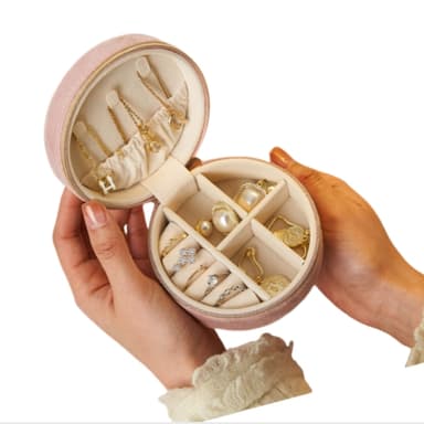 Mini Travel Jewelry Boxin järjestäjä Vaaleanpunainen