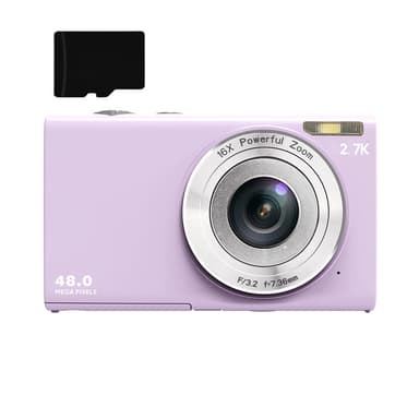 Digikamera 48MP 2,7K FHD 16X digitaalinen zoom 2,88 tuuman näyttö Vaaleanvioletti