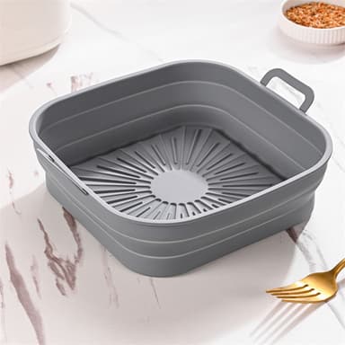 Taitettava neliö Air Fryer silikonimuotti 17,5 cm 2 kpl Harmaa