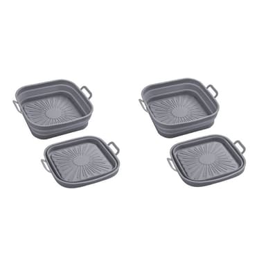 Taitettava neliö Air Fryer silikonimuotti 17,5 cm 2 kpl Harmaa