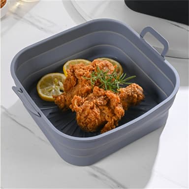 Taitettava neliö Air Fryer silikonimuotti 17,5 cm 2 kpl Harmaa