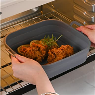 Taitettava neliö Air Fryer silikonimuotti 17,5 cm 2 kpl Harmaa
