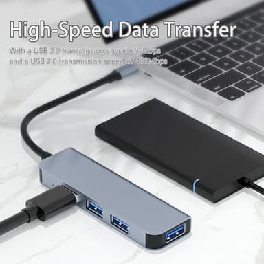 Dual C-tyypin USB A -keskitin, jossa 1 USB3.0-portti ja 3 USB2.0-porttia