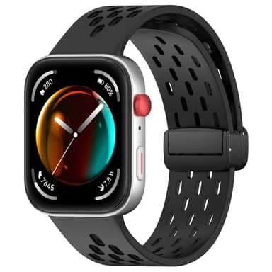 Hengittävä silikoniranneke magneettisella soljella Huawei Watch Fit 3:lle Musta