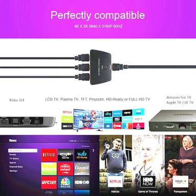 HDMI kytkin 3-1, jossa HDR, 3D ja 4K (2160p)