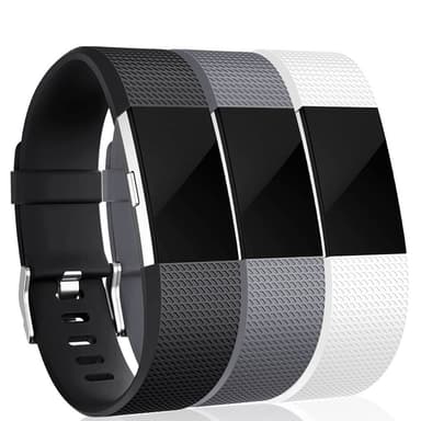 Fitbit Charge 2 vaihtoranneke silikoni 3-pakkaus (S) Musta/harmaa/valkoinen